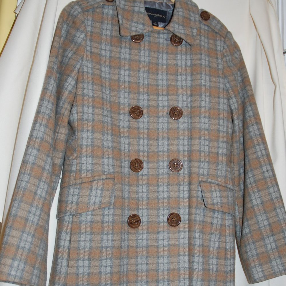 Banana Republic Ladies Check Wool Coat Small
